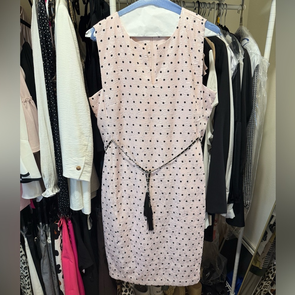 Elegant Pink Polka Dot Dress